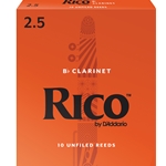 Rico by D'Addario RCA1025 Bb Clarinet Reeds, Strength 2.5, 10-pack