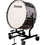 Ludwig LECB86X7G Concert Bass Drum with LE787 Tilting Stand, 18x36", Black Cortex Finish, White Smooth