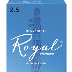 Rico by D'Addario RCB1025 Royal by Bb Clarinet Reeds, Strength 2.5, 10-pack