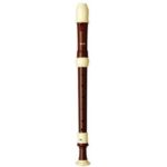 Yamaha YRA-312B Alto Recorder; key of F; Baroque fingering; double holes; F-F#; G-G#; three-piece construction; simulated rosewood finish