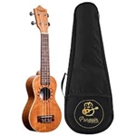 Amahi PGUKMPT Penguin Mahogany Series Soprano Ukulele, Mahogany with white binding, Peanut Shape includes padded gig bag