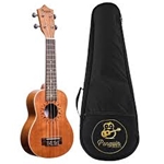 Amahi PGUKMS Penguin Mahogany Series Soprano Ukulele, Mahogany with white binding, Traditional includes padded gig bag