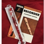 Trophy TD180RD-BOOK Candy Apple Recorder Bundle Pack (w/ Red Recorder & Book)