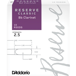 Reserve DCT1025 Classic Bb Clarinet Reeds, Strength 2.5, 10-pack