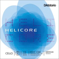 Helicore H512 1/2M Cello Single D String, 1/2 Scale, Medium Tension
