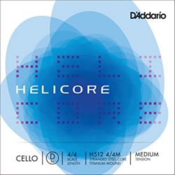Helicore H512 4/4M Cello Single D String, 4/4 Scale, Medium Tension