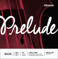 Prelude by D'addario J612 1/4M Bass Single D String, 1/4 Scale, Medium Tension