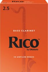 Rico by D'Addario REA1025 Bass Clarinet Reeds, Strength 2.5, 10 Pack