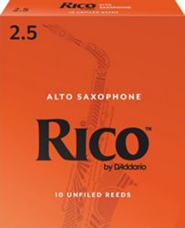Rico by D'Addario RJA1025 Alto Sax Reeds, Strength 2.5, 10-pack