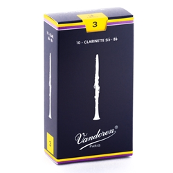 Vandoren CR103 Bb Clarinet Traditional Reeds Strength #3; Box of 10