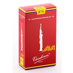 Vandoren SR3025R Soprano Sax Java Red Reeds Strength #2.5; Box of 10