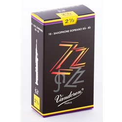 Vandoren SR4025 Soprano Sax ZZ Reeds Strength #2.5; Box of 10