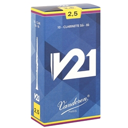 Vandoren CR8025 Bb Clarinet V21 Reeds Strength #2.5; Box of 10