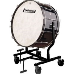 Ludwig LECB86X7G Concert Bass Drum with LE787 Tilting Stand, 18x36", Black Cortex Finish, White Smooth