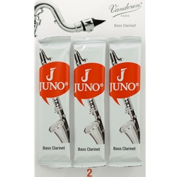 Vandoren JCR312-3 Bass Clarinet JUNO Reeds; Strength #2; 3 Card