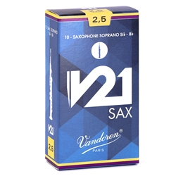 Vandoren SR8025 Soprano Sax V21 Reeds Strength #2.5; Box of 10