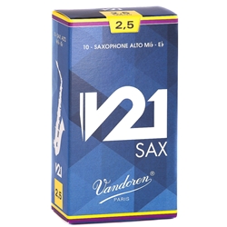 Vandoren SR8125 Alto Sax V21 Reeds Strength #2.5; Box of 10