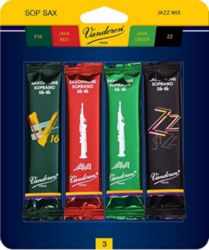 Vandoren SRMIXS3 Sop Sax JAZZ Reed Mix Card; Strength #3