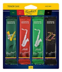 Vandoren SRMIXT25 Tenor Sax JAZZ Reed Mix Card; Strength #2.5