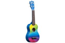 Amahi DDUK10 Tropical Series Soprano Ukulele with Wavy Rainbow Design includes basic nylon bag