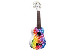 Amahi DDUK3 Tropical Series Soprano Ukulele with Rainbow Flower Design includes basic nylon bag