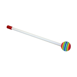 Remo HK-1225-08 Mallet, Rainbow, 3/8" x 8", White Plastic Handle, 36mm Multi-Colored Foam Head