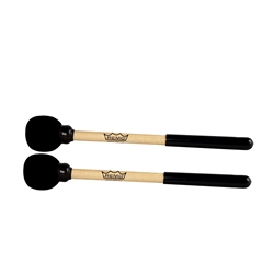 Remo HK-1260-72 Mallet, EZ Bass Drum, Pair, 2.5" x 14", With Black Handle Grip, Natural Wood, Black