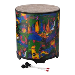 Remo KD-5218-01 **Remo Asia**, Drum, KIDS PERCUSSION®, Gathering Drum, 18" Diameter, 21" Height, Rain Forest Finish