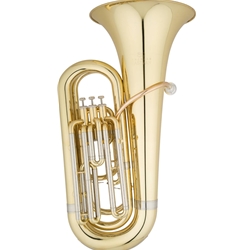 Eastman EBB231 Tuba • Key of BBb, 3/4 size• .661" bore, rose brass leadpipe• 14 3/8" yellow brass, upright bell• 3 top-action pistons• Clear lacquer finish• Mouthpiece and deluxe case w/wheels