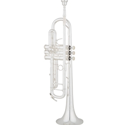 Eastman ETR824S Trumpet • Key of Bb, .459” medium large bore
• One-piece, standard weight, yellow brass bell
• Monel pistons
• Two-piece valve casings w/nickel-silver balusters
• Silver-plated
• Deluxe case w/storage pockets and backpack straps
• Shires USA 3C mouthpiece